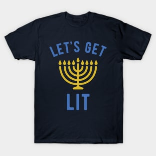 Hanukkah Let's Get Lit Funny Menorah Shirt T-Shirt